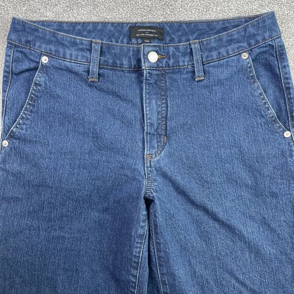 Banana Republic Jeans Women’s 29 Blue Straight Fit Wide Leg High Rise Dark Wash - Picture 2 of 12